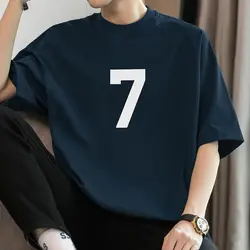 2024 New Summer Korean Version Commuter Casual Versatile Minimalist Round Neck Regular Style Medium Sleeved Men's T-shirt Top