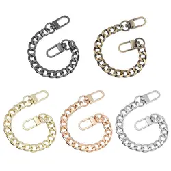 Mini Purse Chain Extender Handbag Accessory with Metal Buckle DIY Metal Flat Chain for Messenger Bag Purse Strap