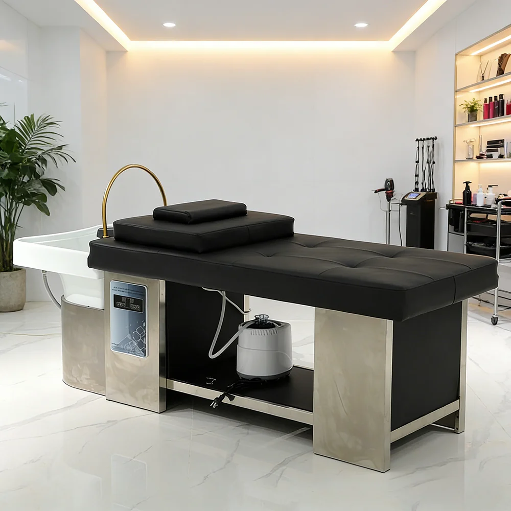 Luxury Modern Hair Salon Shampoo Bed Thai Massage 3-gear Pressure Regulating Ceramic Basin High Density Sponge Nail Salon Hotel