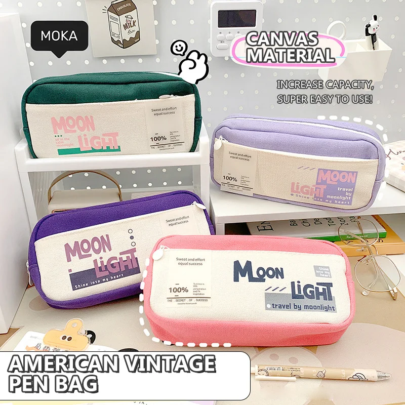 

New Cute Cartoon Large Capacity Pen Bag Student Pen Bag Double Layer Storage Bag Makeup Bag Stationery Box Kid School Supplies