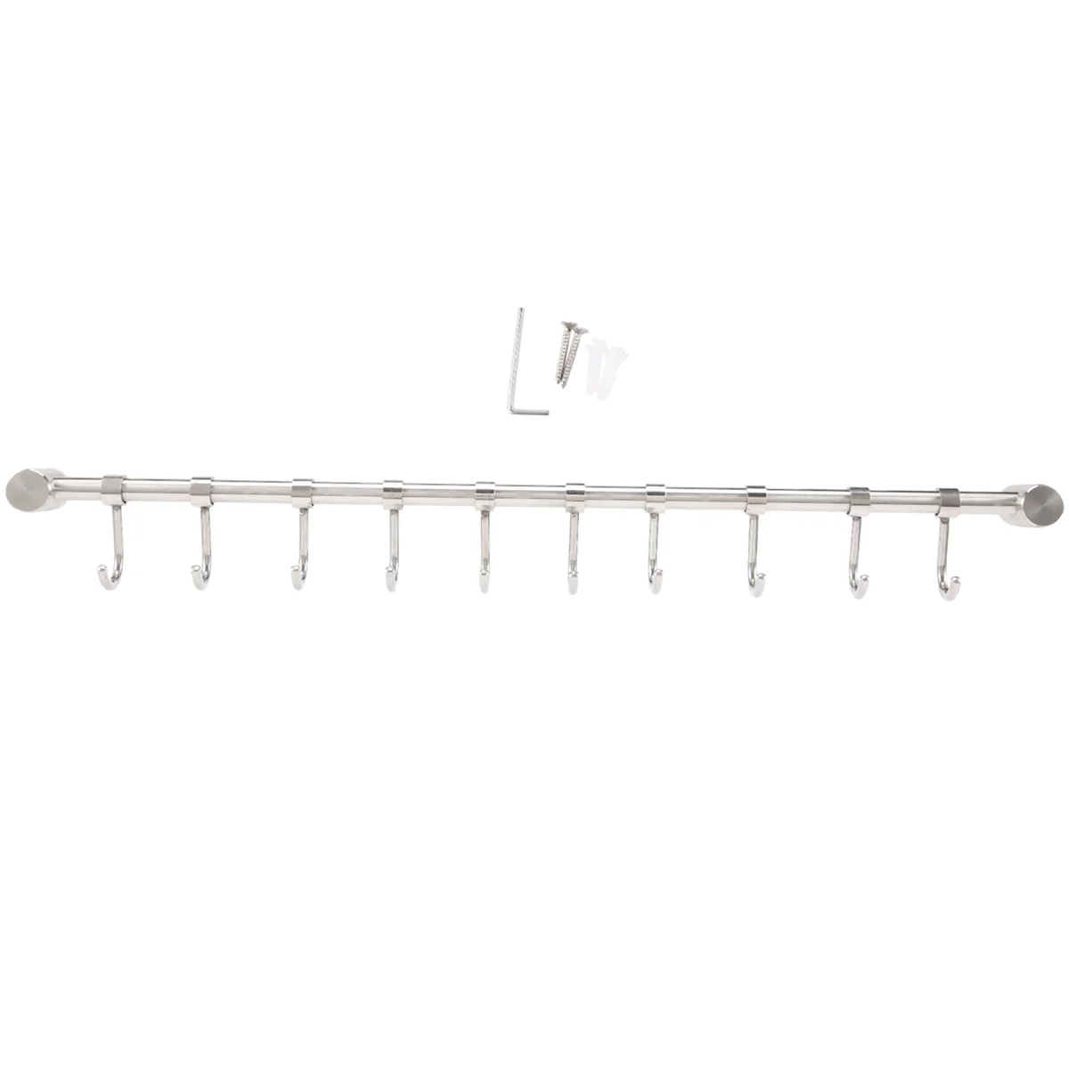 Rack de trilho de cozinha fixado na parede utensílio pendurado rack ganchos de aço inoxidável para ferramentas de cozinha pote toalha 10 ganchos deslizantes