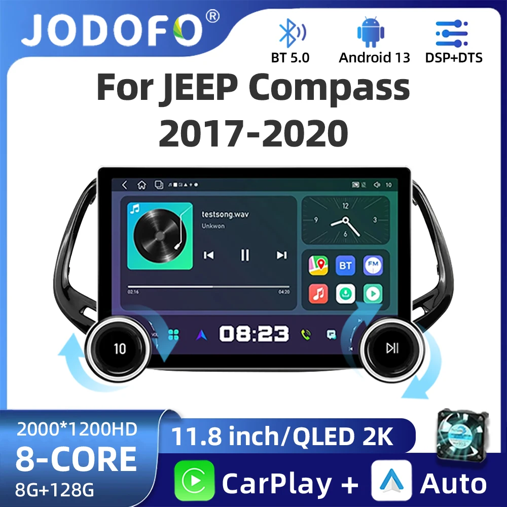 11.8“ 2K QLED For Jeep Compass 2 MP 2017-2019 GPS Navigation Stereo Multimedia Video Player Carplay Android Auto Car Stereo 2Din