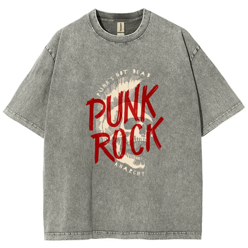 Camiseta grande estilo punk rock para mulheres, estampa de letras vermelhas, manga curta solta, top retrô, moda, verão, 2024