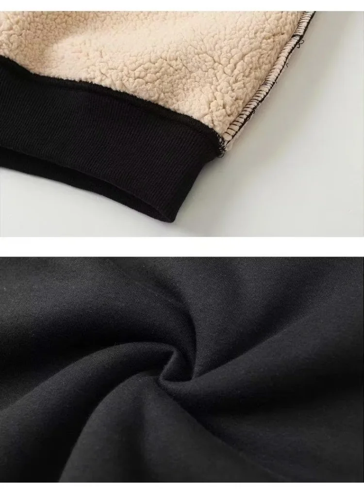CHUANGERM Koreanisches Modisches Plüsch-Freizeit-Unterwäsche-T-Shirt für Herren, Herbst-Winter, Fleece-gefüttertes, warmes Oberteil mit langen Ärmeln – Detail 7