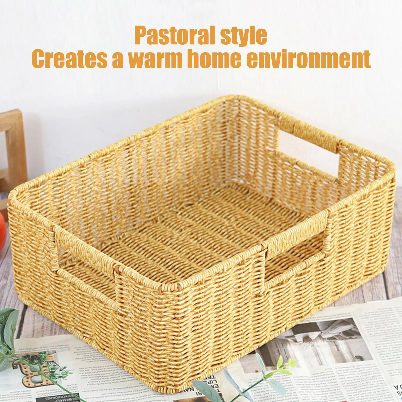 

Корзины для хранения, многофункциональные с ручками, плетеная корзина для хранения из искусственного ротанга для прачечной, ванной комнаты, спальни