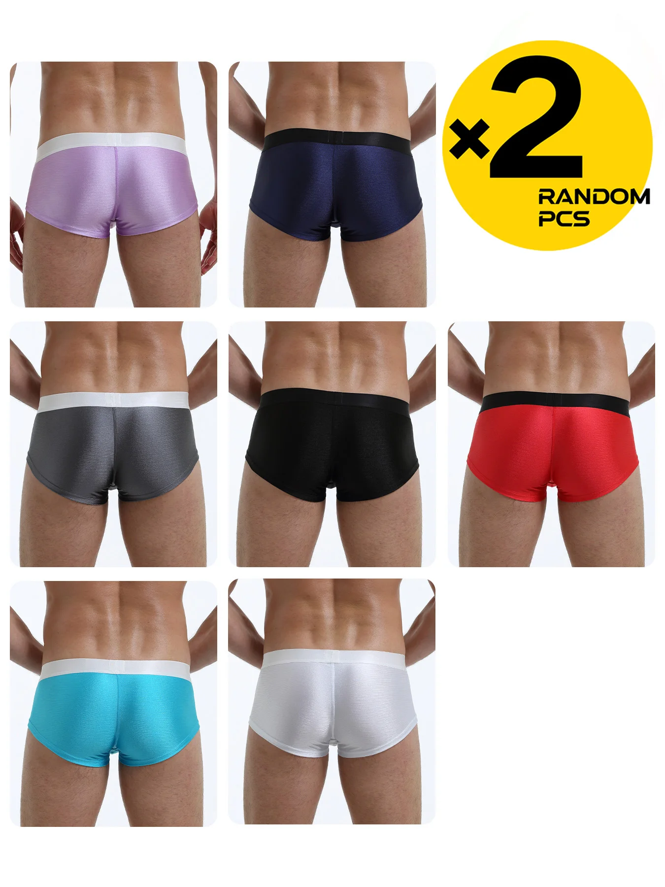 Youth Men's Comfortable Boxer Briefs Pure Color Simple Style Breathable Square Underwear Personalized Fit Shorts 2pc Randomly