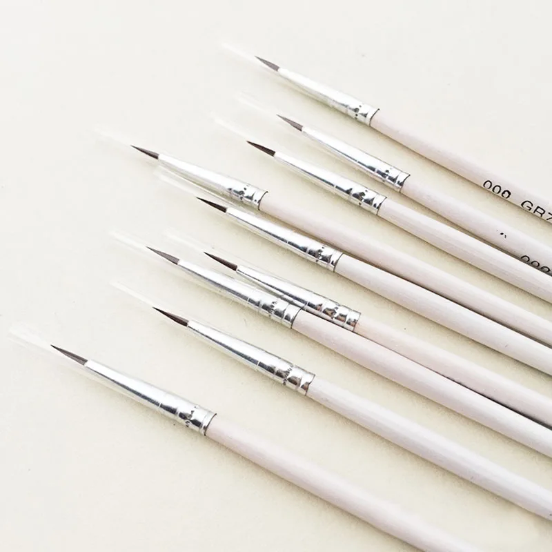 Juego de 6 Bolígrafos Finos para Dibujo Artístico, Pintados a Mano # 0 # 00 # Pincel de Pintura, Material de Arte, Pincel de Pelo de Nailon, Pluma para Pintar