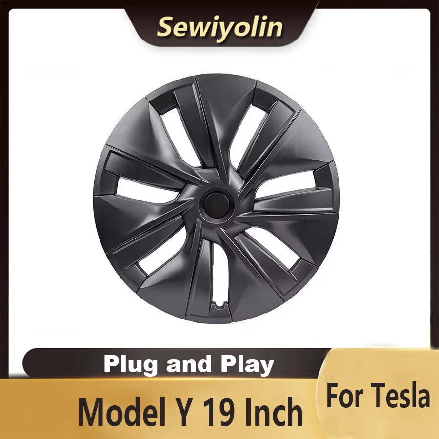 

For Tesla Model Y 19 Inch Car Accessories Wheel Hub Cap Cover Performance Automobile Hubcaps Full Rim Play And Pluy