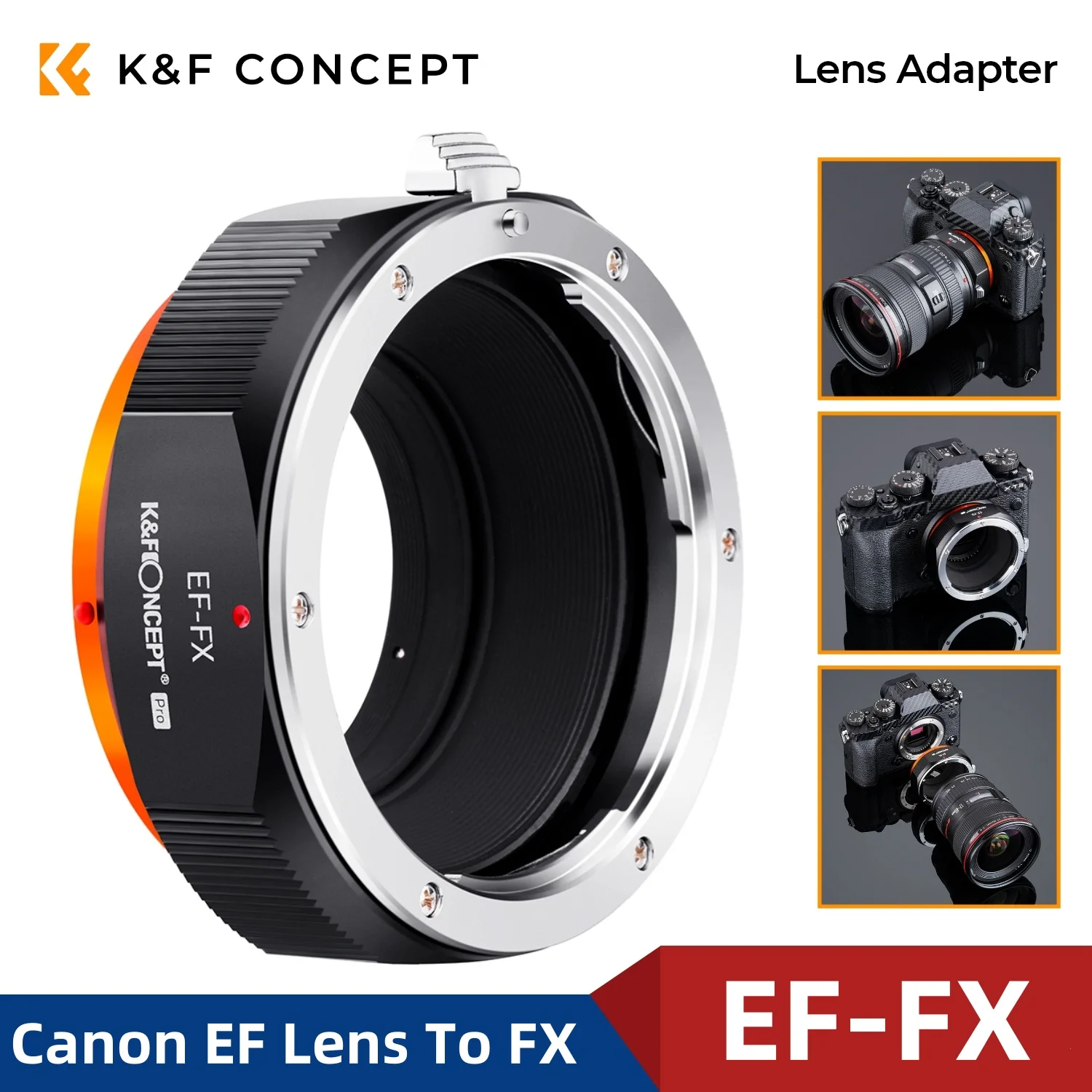 Высокоточный адаптер K&F Concept EF- FX для объектива с креплением Canon EOS EF/EFS для камеры с креплением Fujifilm FX X-Pro3 X-Pro2 X-Pro1