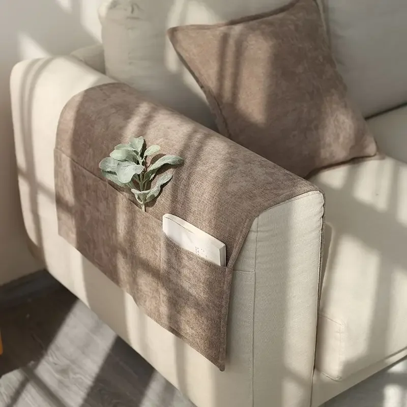 Machine washable couch armrest pad Thick solid color sofas handrail cover for household use non shrinking sofa side pad