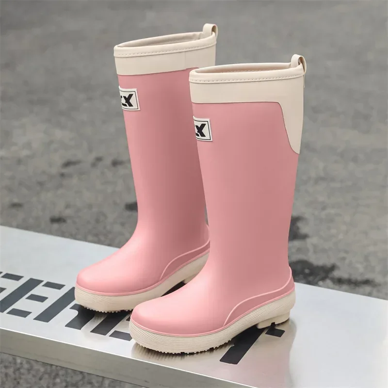 Outdoor Rain Shoes Fashion Hard Wearing Rain Boots High Tube Rain Thick Soled Waterproof Boot Plush Warm Non-slip Rubber Shoes