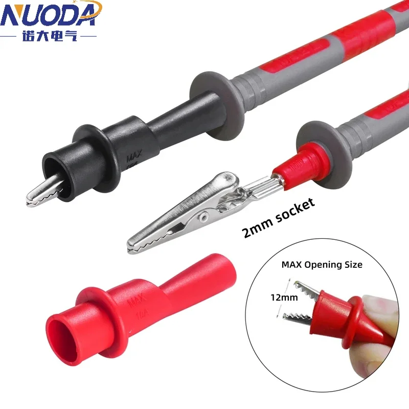 NUODA P1308B 18pcs Multimeter Test Leads Kit with Replaceable Needles Alligator Clips 4mm Banana Plug to test Hook Clips Set