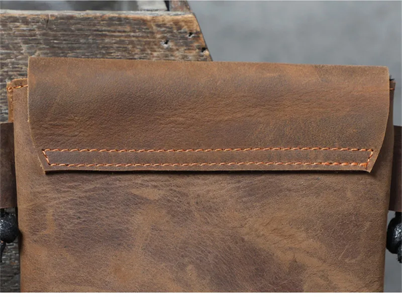 Mode Vintage Echt leder Herren kleine Telefon Umhängetasche Outdoor Freizeit wochen ende verrückte Pferd Rindsleder Mini Umhängetasche – Detail 17
