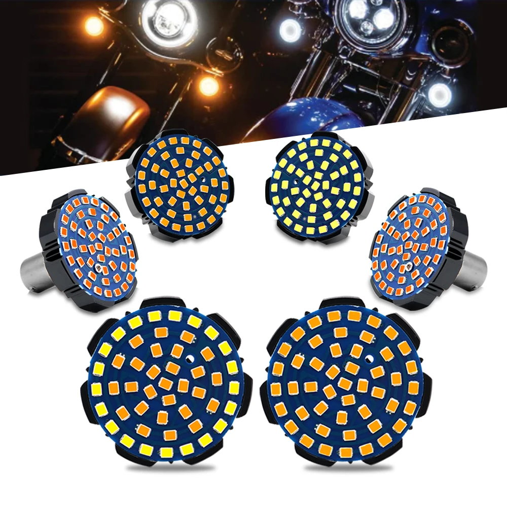 2szt 1156 tył 1157 Canbus 2-Cal biały/bursztynowy Switchback LED przedni kierunkowskaz żarówki do motocykla Harley No Hyper Flash