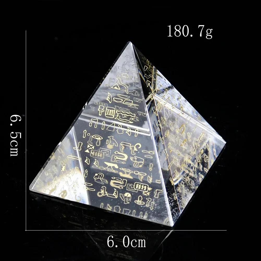 Egyptian Pyramid Laser Cuneiform Letter Crystal Glass Paperweight Glass Paperweight Centerpiece Chakra Healing Miniature