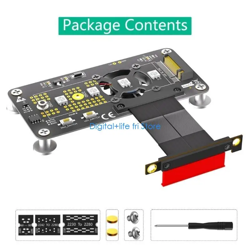 E06D Fast Speed NVME SSDs Converters to PCIe 4X Adapter Card with Cooling Fan for Enhanceds Computer Performances
