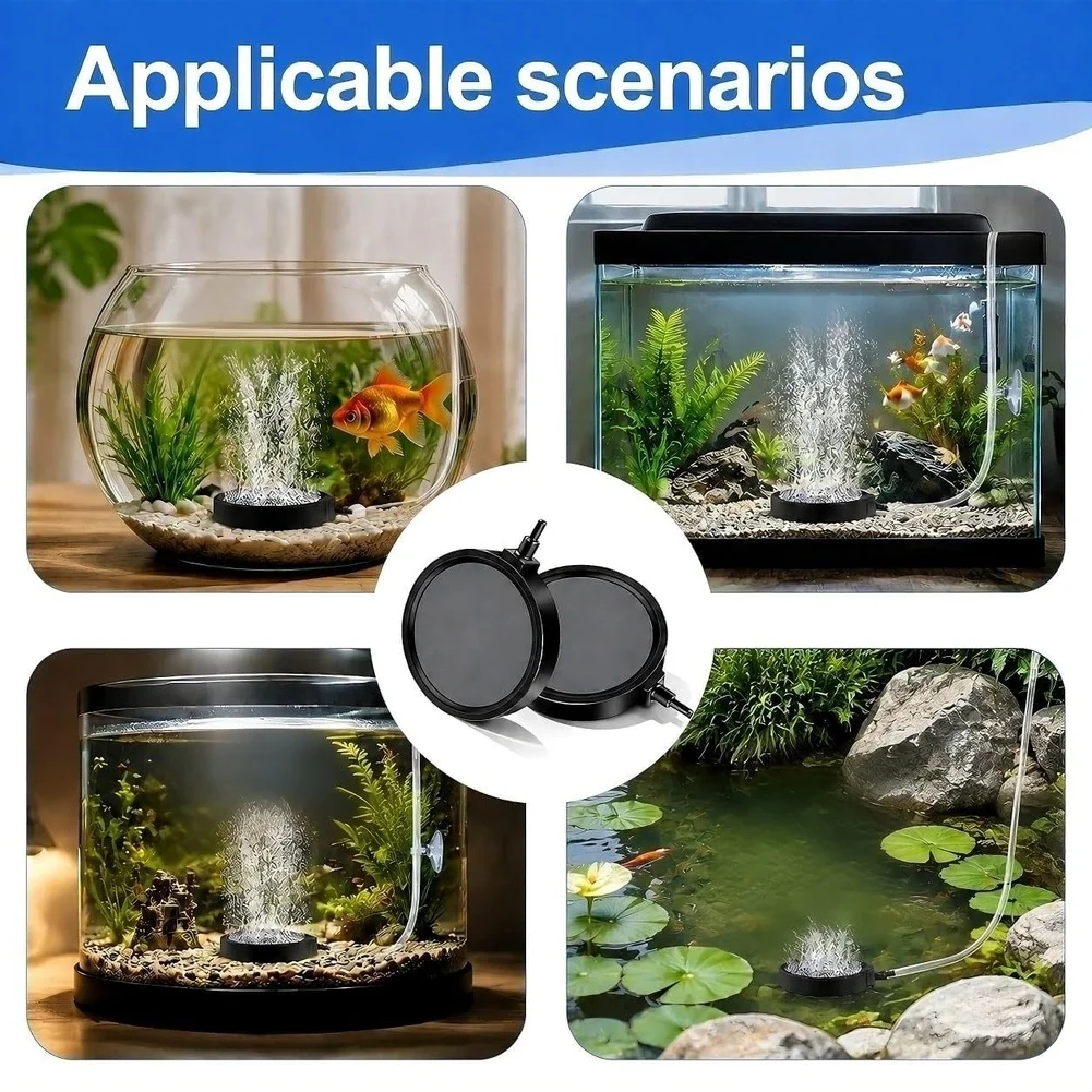 For Aquarium Oxygen Stones 2pcs Fine Bubble Quartz Diffusers with 2m Tubing and Suction Cups for Stable Aeration