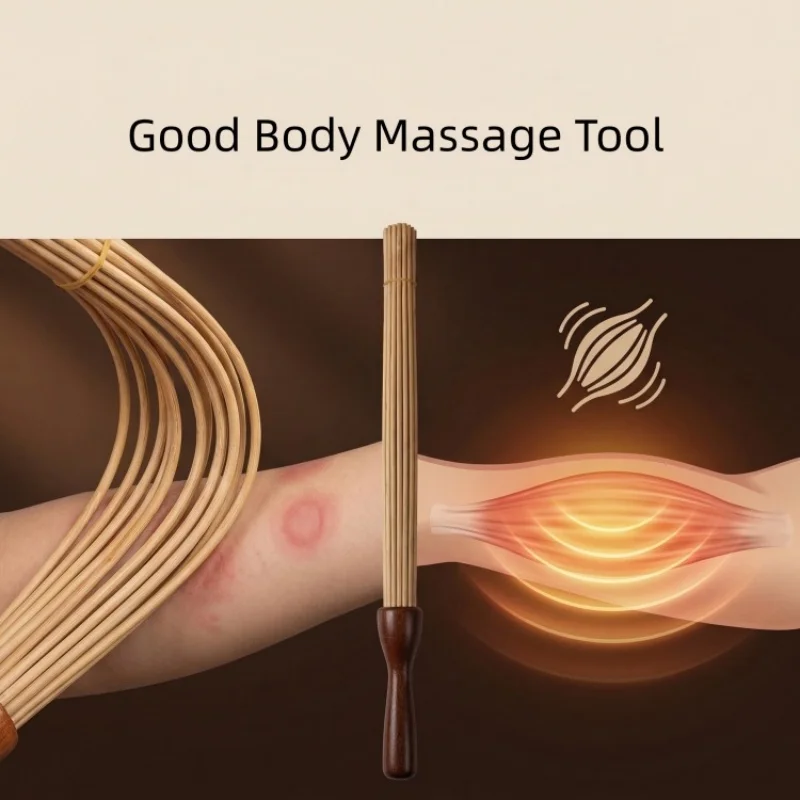 Big Size Natural Bamboo Massage Stick,  Venik for Banya Russian Sauna Bath Broom Traditional Body Scrub Tool with Redwood Handle