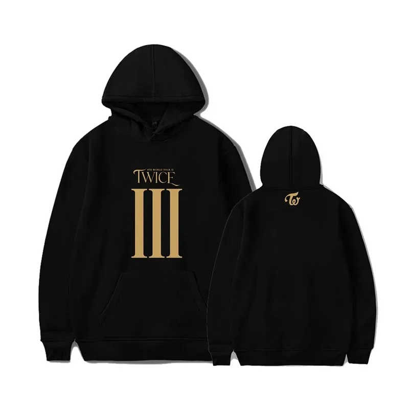 

Hoodie twice 4th world tour pullovers hooded female korean style sweater loose fall oversized hoodies for kpop fans