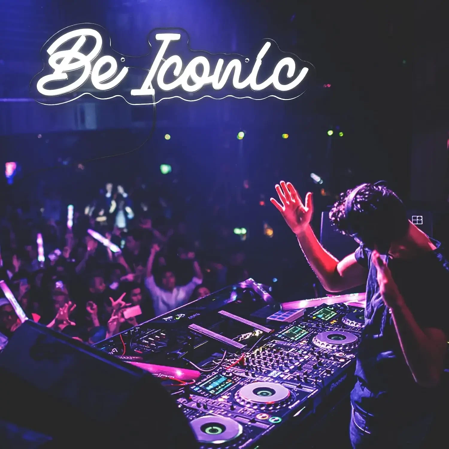 Be Iconic White Led Letter Neon Light Sign Iconic Neon Signs for Wall Decor Shop Bar Pub Game Room Decor camera da letto Birthday Decor