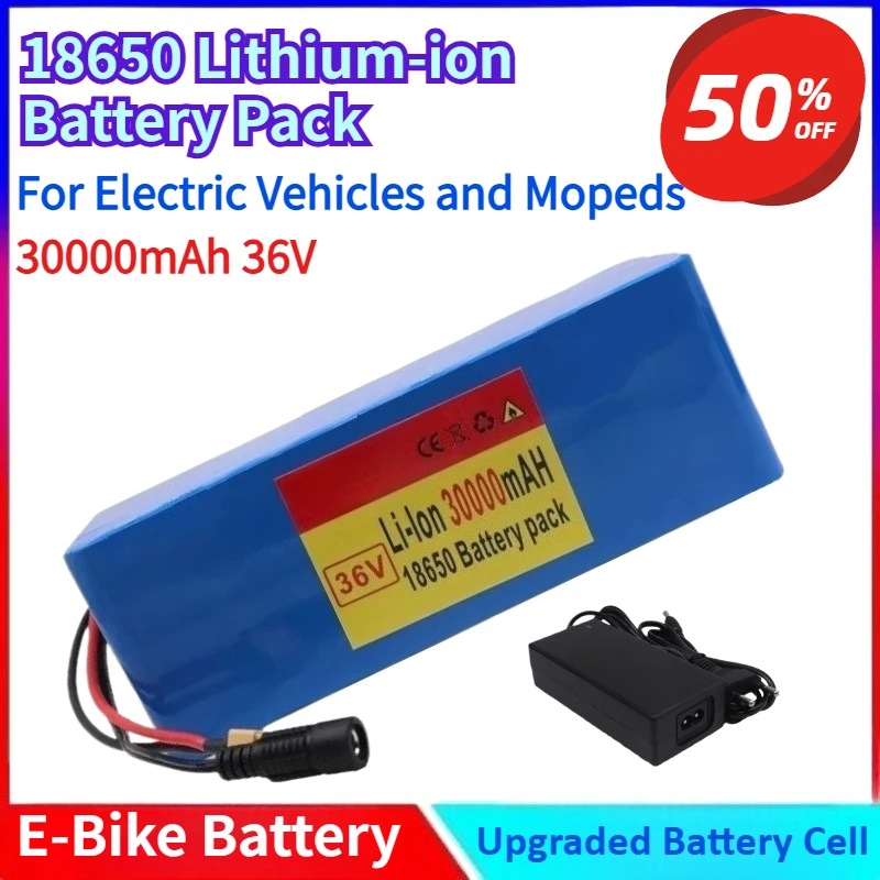 

NEW 36V 30000mAh Li-ion Battery Pack 10S4P XT60 for Electric Vehicles and Mopeds 18650 Cells with BMS Protection Waterproof Case