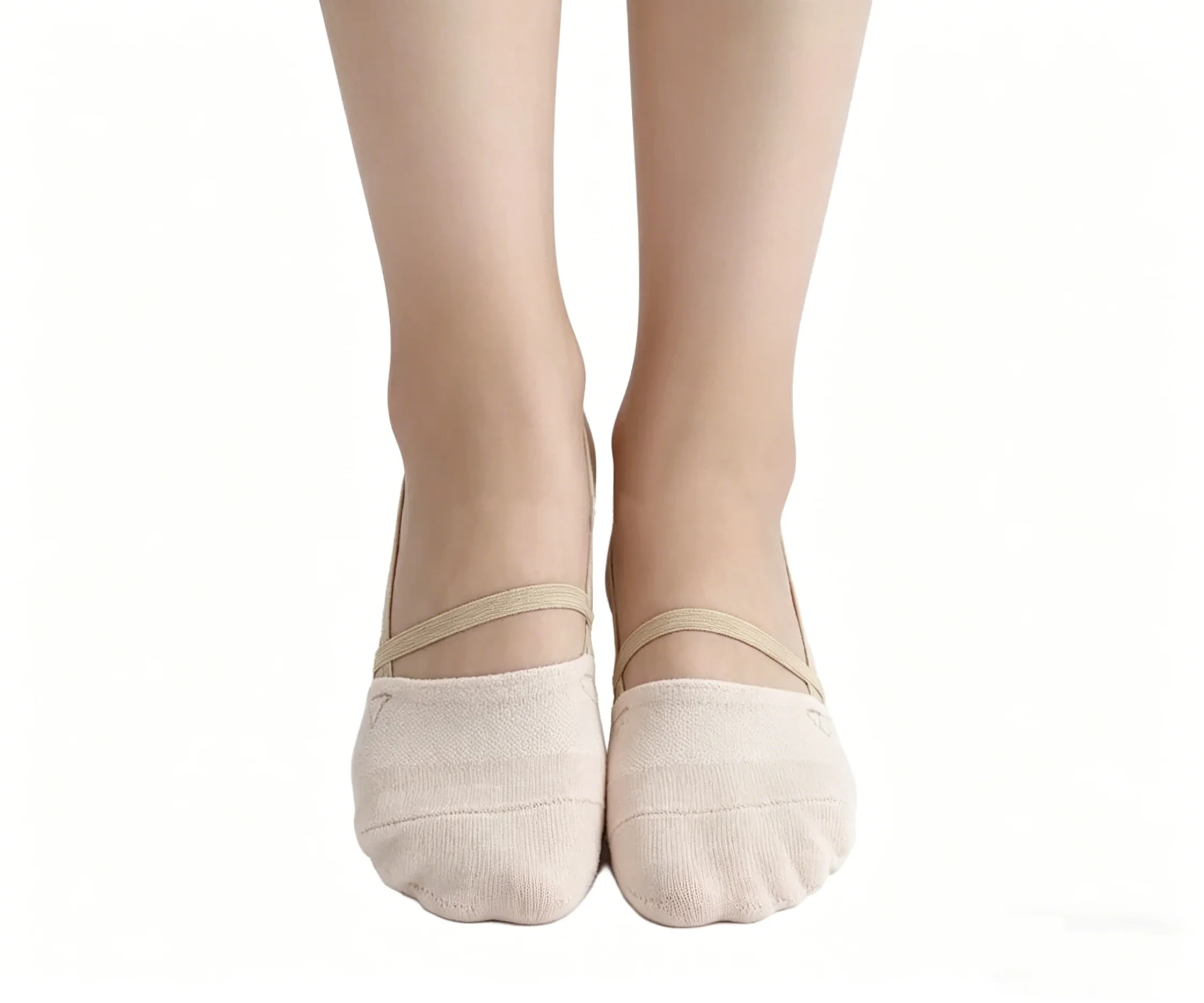Elastic Strap Half Toe Dance Socks Nude Cotton Foot Protectors for Ballet Gymnastics Competition Practise and Dance Classes