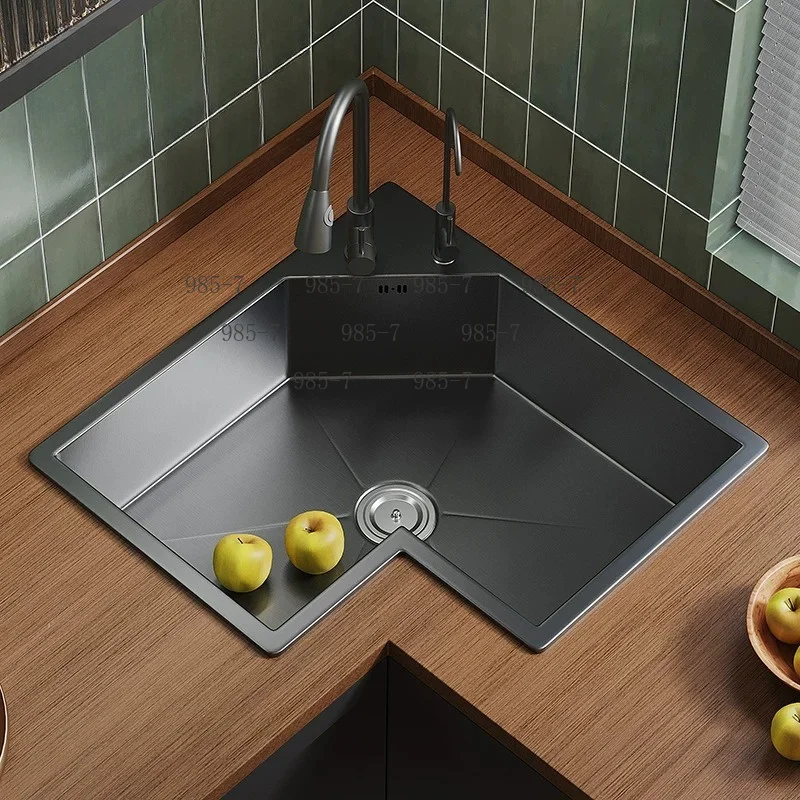 Kitchen Special-shaped L-corner Sink, Practical Large Single Dishwashing Basin