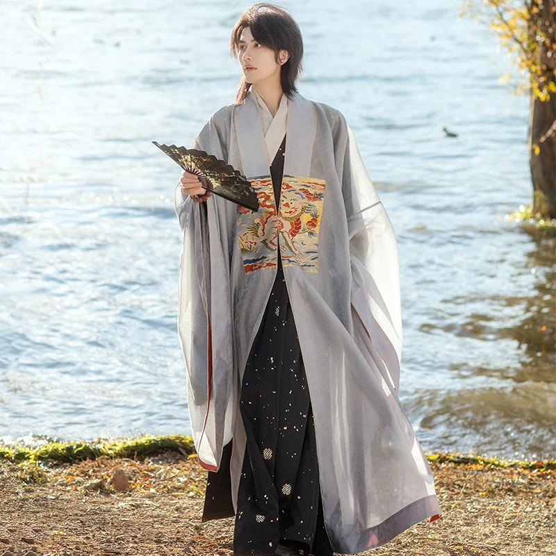 Flower Dynasty Chronicles Traditional Hanfu imitation makeup flower jacquard yarn Ming makeup cloak multi-color men's clothing