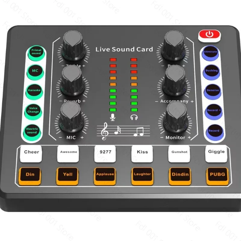 Audio Interface Live Streaming Sound Card 48V Mic for Computer Phone Guitar