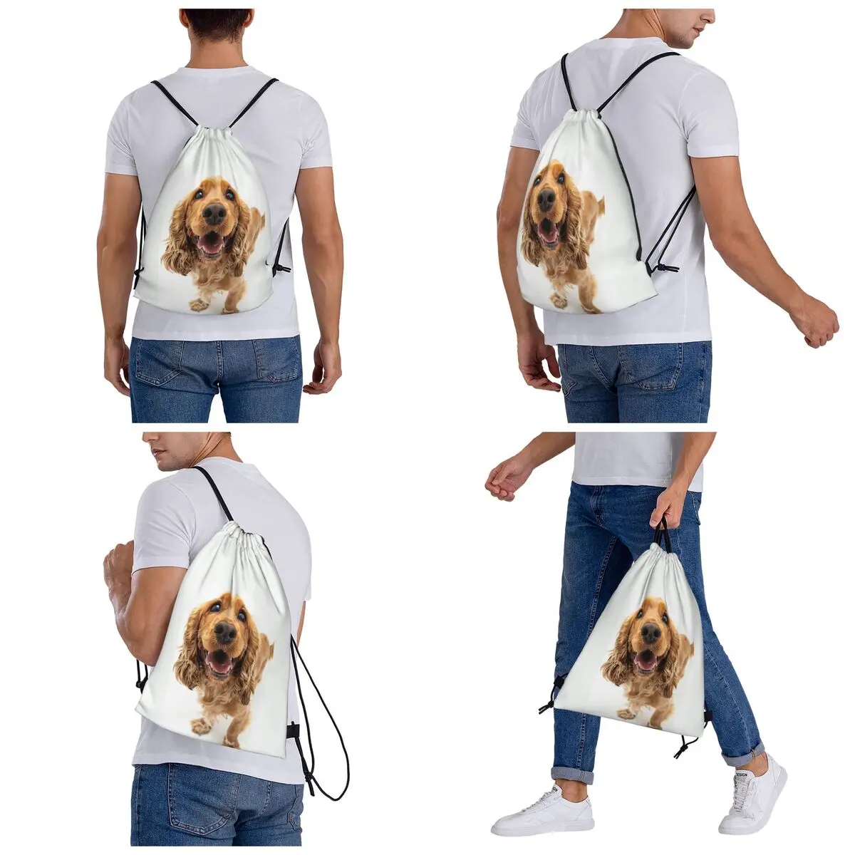 Tail Wagging Wisdom_ Nurturing Your Cocker Spaniel Spirit Backpacks Casual Drawstring Bags Sundries Bag Book Bags for Students