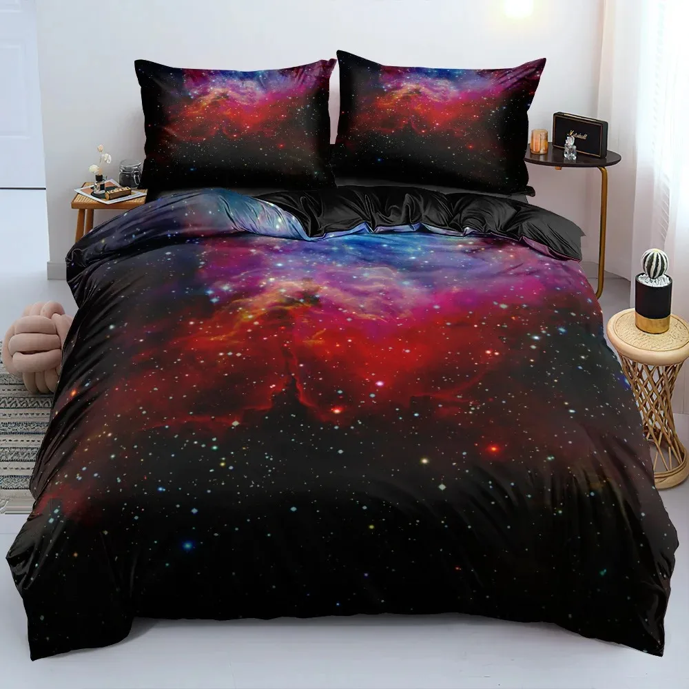 Luxury Galaxy Dark Blue Bedding Set Twin Full Queen King Size Duvet Cover Set Shining Stars Starry Sky Kids Adults Comforter Set