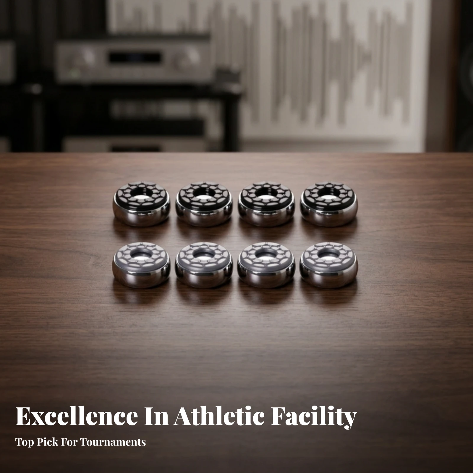 8 Pieces Shuffleboard Table Puck Plastic Caps Chrome Shuffleboard Puck Game Accessory Center Opening Ringed Top view 3