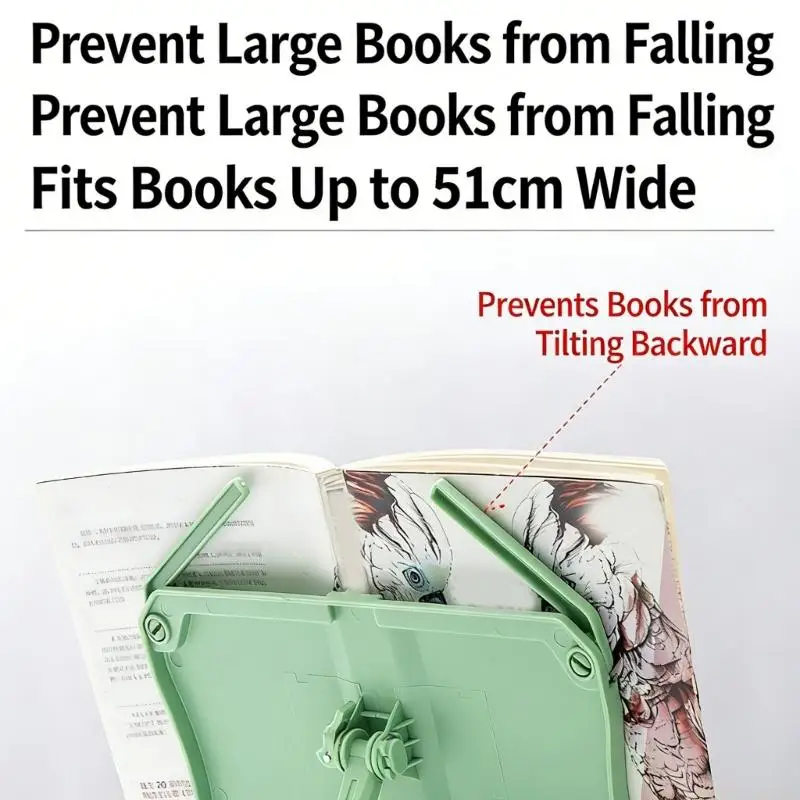 Folding Reading Stand with Page Clip Extendable Adjustable Plastic Textbook Stand for Book Tablets Music Scores Notebook