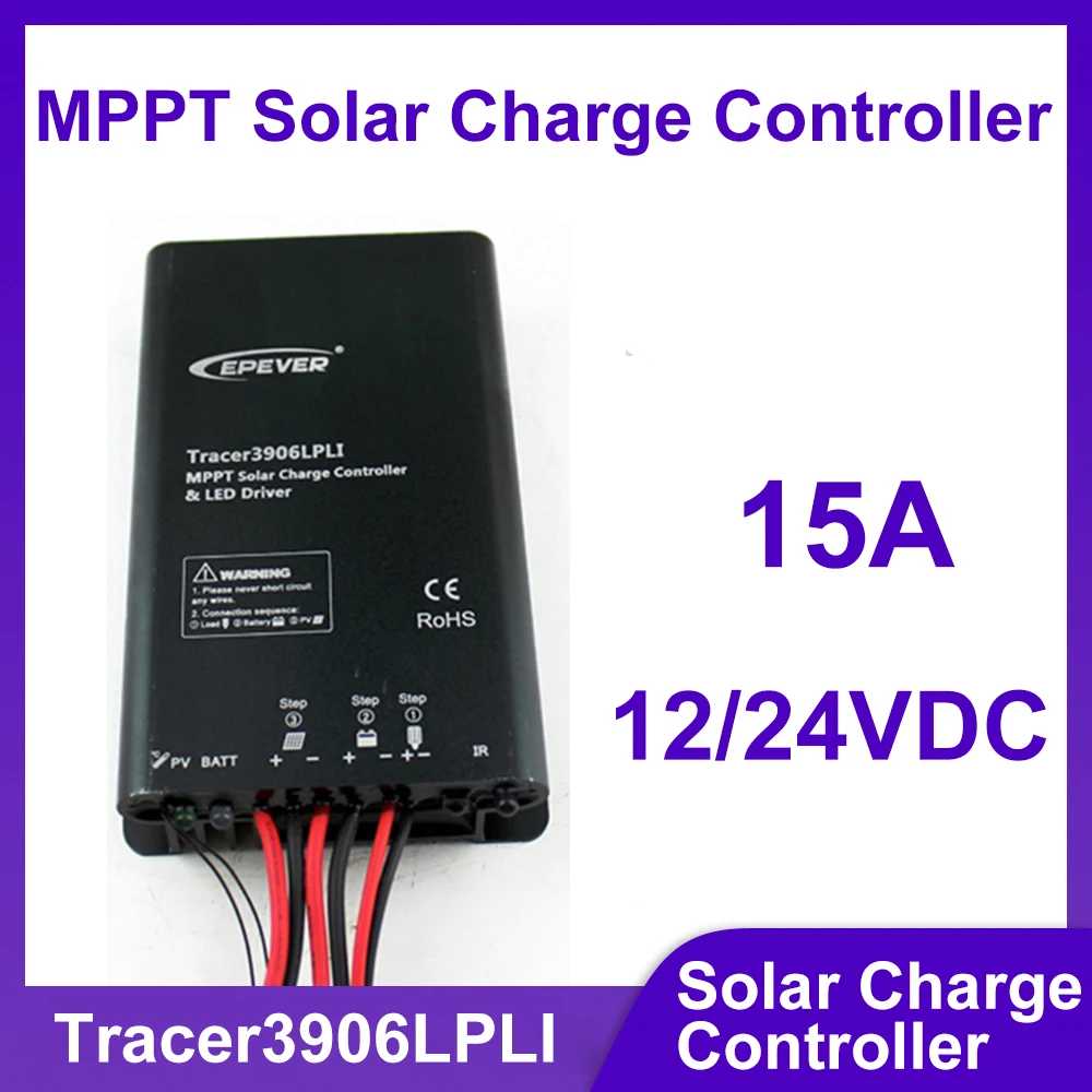 

Контроллер заряда EPEVER Tracer3906LPLI/Tracer3910LPLI 15A MPPT с LED-драйвером, макс. напряжение фотоэлектрических панелей 60В/100В, регулятор для солнечных уличных фонарей