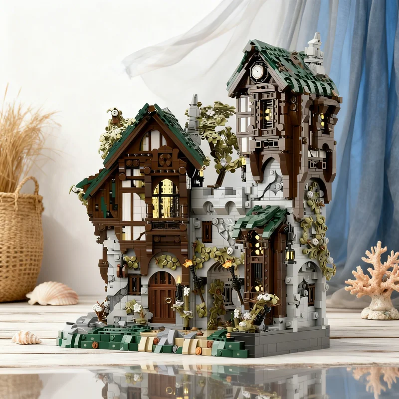 

4548 деталей MOC: Серия «Стражи ворот» — Средневековый фэнтезийный замок. Конструктор для сборки, креативный подарок, декор. Премиум-качество.