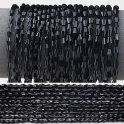 100pcs Long Bicone Faceted Black Color Austrian Crystal Glass Beads Spacer Loose Beads For Jewelry Making DIY Bracelet 3*6/4*8mm
