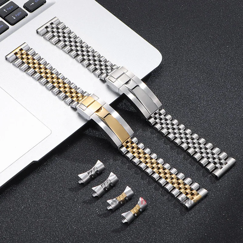 20mm 21mm Jubilee Curved End Watchband for Rolex Sub GMT Yacht Daytona Men's Strap Luxury Watch Bracelet Replacement Accessories