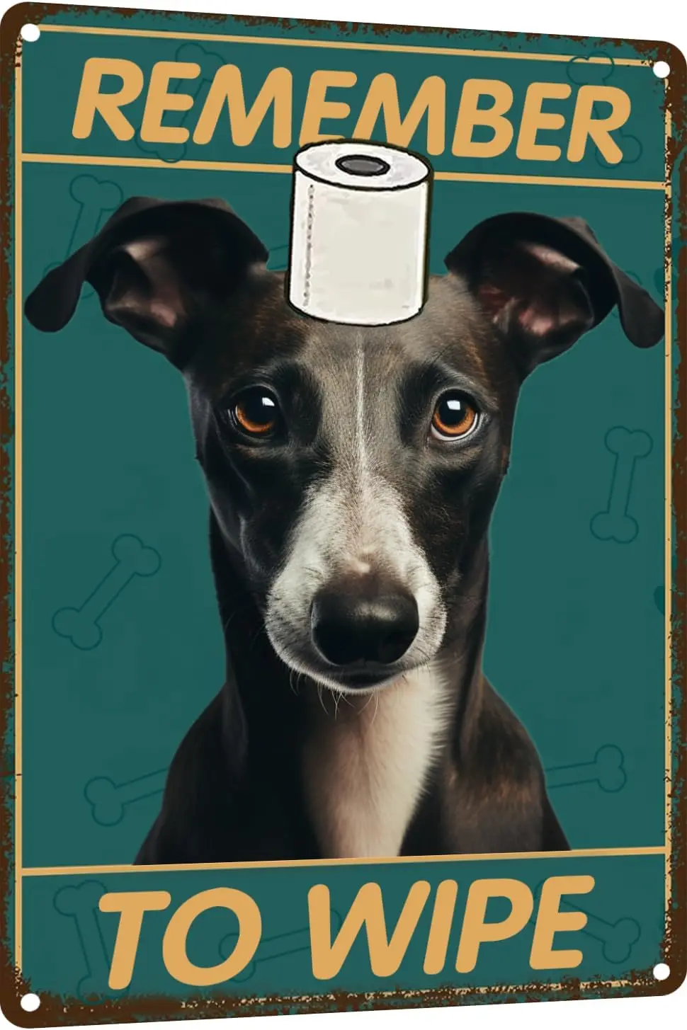 Whippet Dog Bathroom Wall Decor Dog Signs Metal Tin Sign - Remember to Wipe Bathroom Decor - 12x8 Inches Decor Dog Poster Funny