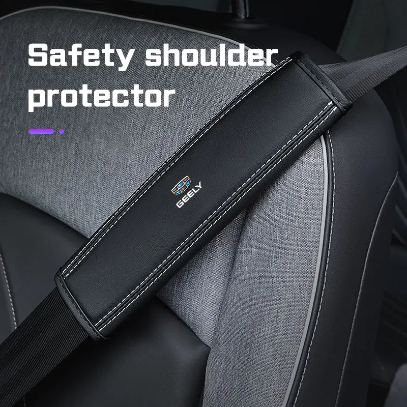 

Leather Car Seat Belt Shoulder Cover For geely coolray atlas Emgrand X7 EC7 Boyue CK2 GC6 CK EC8 GS MK Protector Pad Accessories