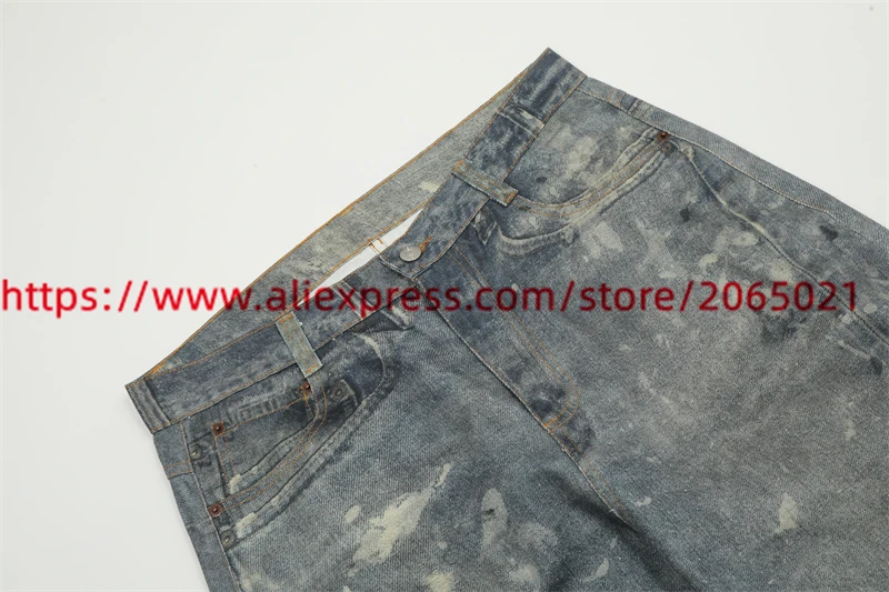 Worn out splatter graffiti casual slimming high waisted straight leg wide leg jeans Men Women Oversize Joggers Trousers