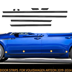 Car Chrome Black Exterior Lower Side Door Panel Protector Trim Molding Decorative Strip For Volkswagen VW Arteon CC 2019-2024