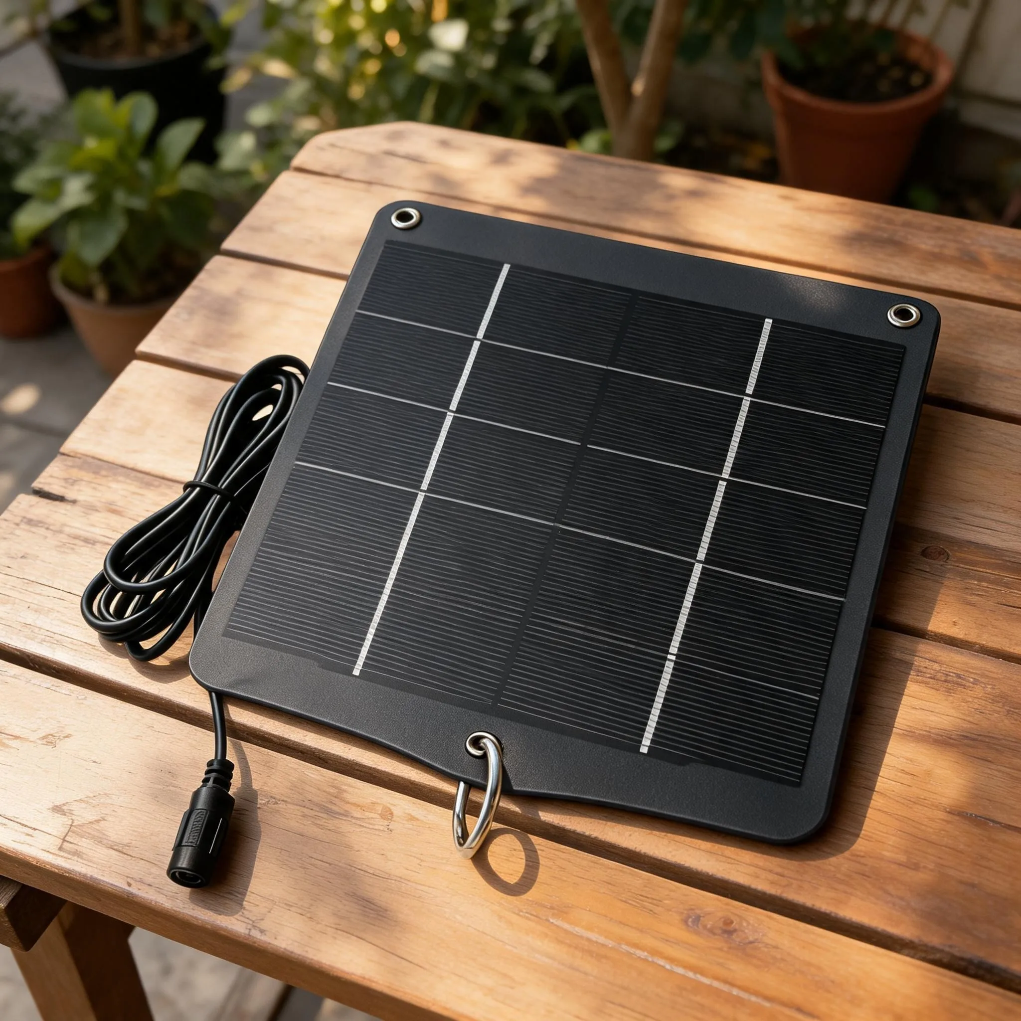 6W Solar Panel for USB Charging Devices 5V Output Monocrystalline Silicon Lightweight Weather Resistant Black 210x170mm