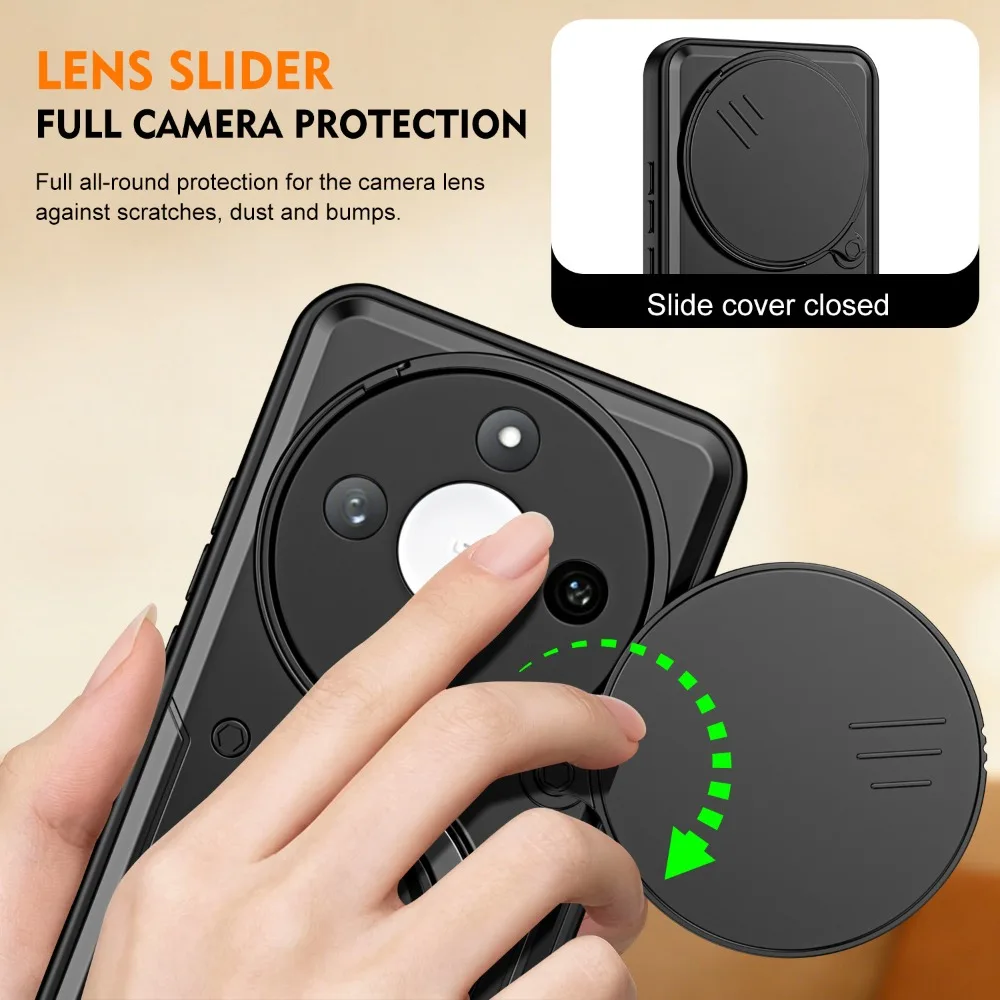 Shockproof Hybrid Dual Layer Magnetic Metal Ring Stand Case For Honor 600 Pro X8B X8C X9D X9C Rotate Camera Lens Protetion Cover - view 3