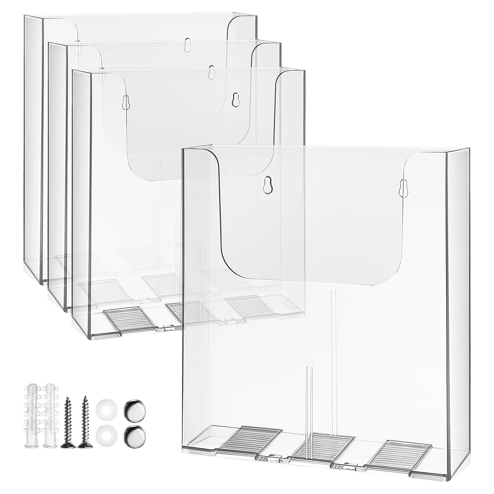 4pcs-acrylic-brochure-holder-wall-mount-transparent-flyer-organizer-for-office-school-store-a4-magazine-literature-display-stand