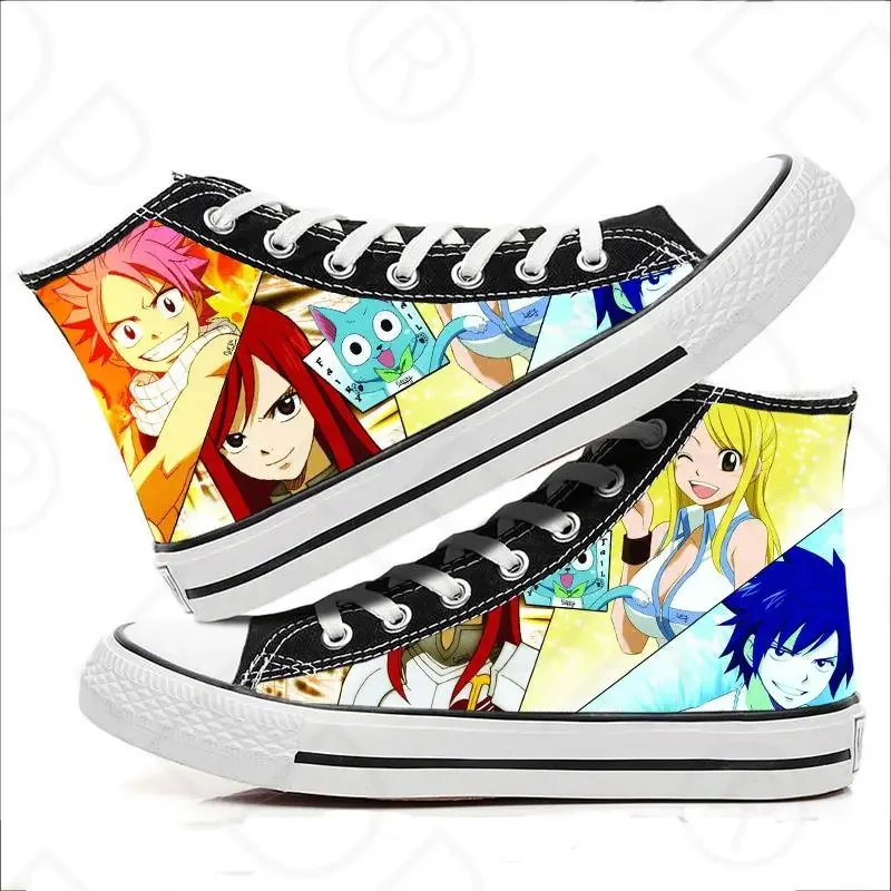 Anime Fairy Tail  Print Canvas Shoes Etherious • Natsu • Dragneel Cosplay Costume High Top Sneakers Casual Shoes Fashion