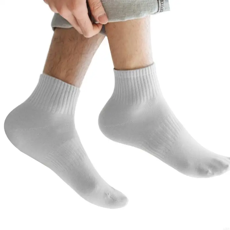 23GE Men Basic Plain Solid Color Socks Low Cut Ankle Socks Ribbed Cuff Stretch Short Tube Socks Casual Cotton Athletic Socks