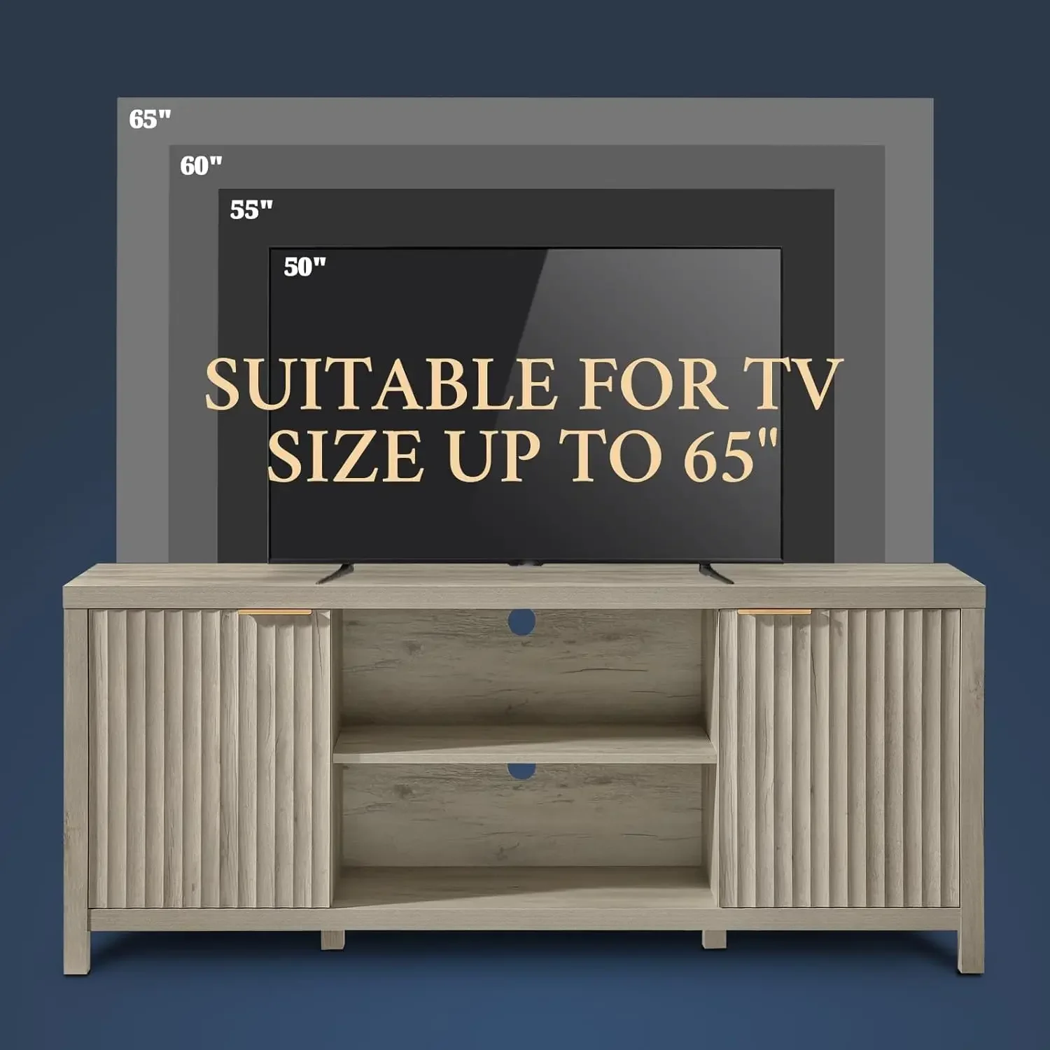 

Heavy Duty Entertainment Center with Storage, Oxford Media TV Console (Grey Oak)