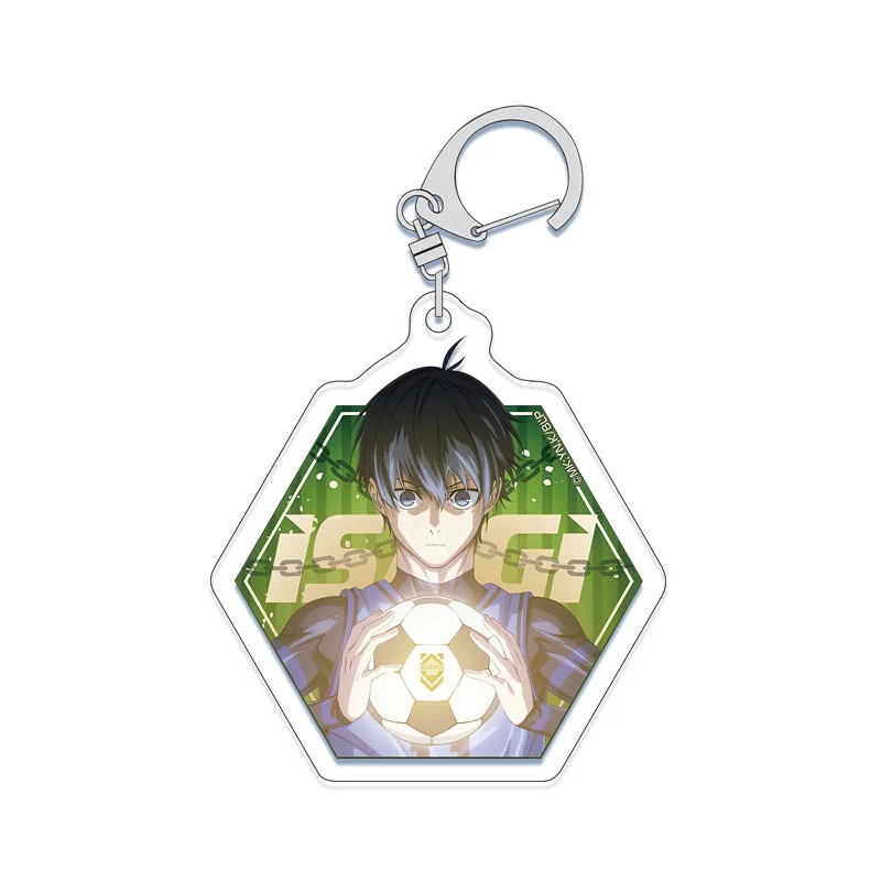6Cm Anime Isagi Yoichi Meguru Kunigami Transparant Acryl Sleutelhanger Blue Lock Karakter Acryl Sleutelhanger Metalen Ketting Hanger