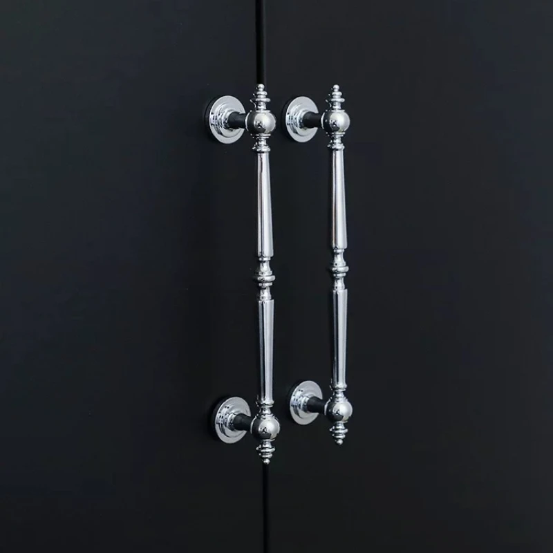 Brass French Wardrobe Handle Modern Minimalist Bright Chrome Silver Drawer Single Hole Knob Light Luxury Solid Cabinet Door Pull