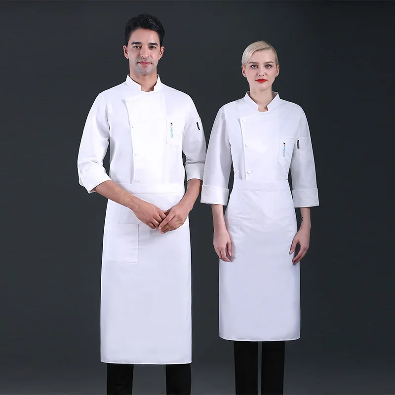 C412 Chef's Overalls Men's Long Sleeves Clothes Chef Uniform Canteen Sushi Chef Coat Waiter Jacket  Waitress Sushi Chef Coat